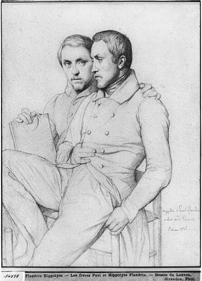 Double portrait of Hippolyte and Paul Flandrin, 1835 (black lead on paper) from Hippolyte Flandrin