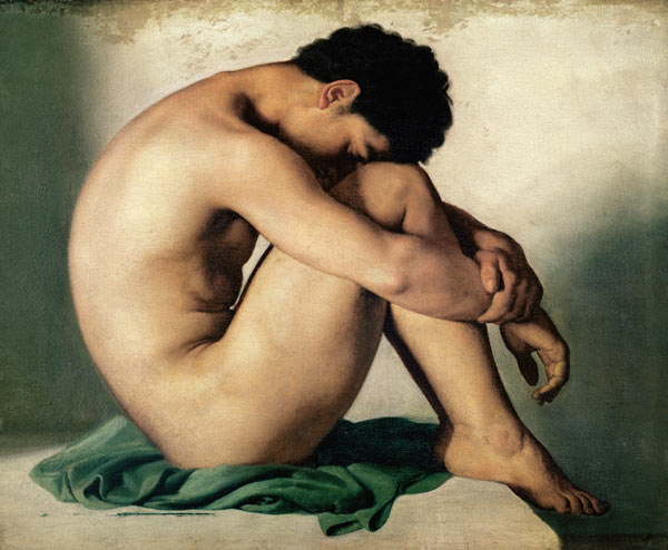 Study of a Nude Young Man from Hippolyte Flandrin