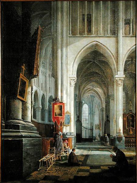 Interior of St. Omer Cathedral from Hippolyte Joseph Cuvelier