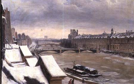 View of the Louvre in Winter from Hippolyte Victor V. Sebron