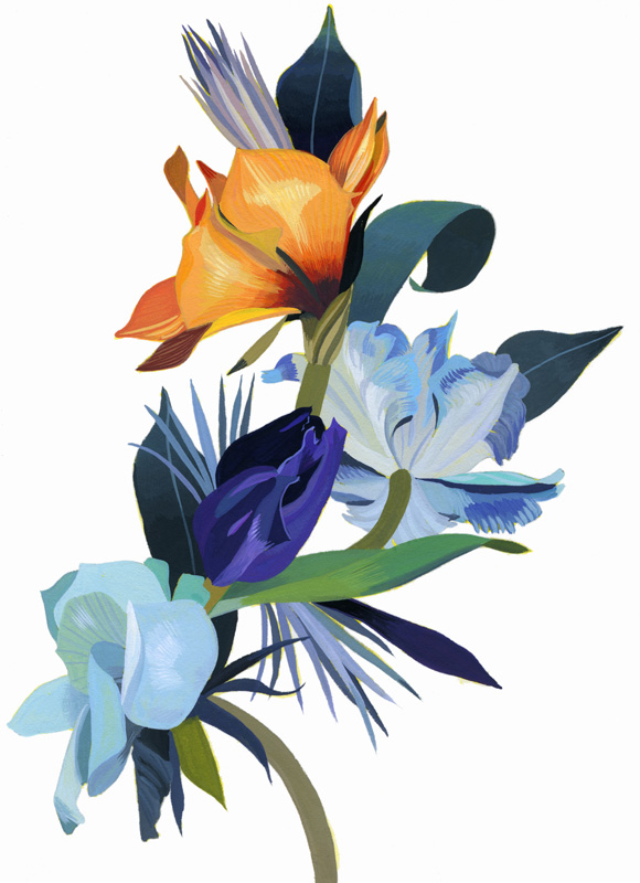 Light blue flowers and orange flowers from Hiroyuki Izutsu