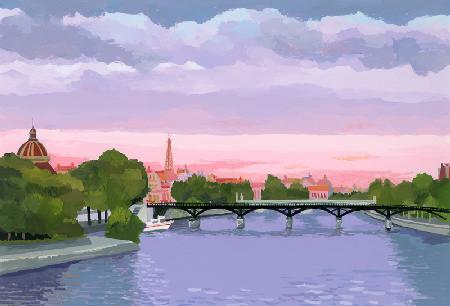 Sunset in Paris, the Seine river