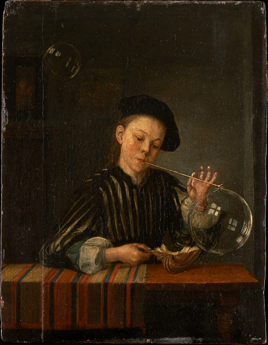 A Boy Blowing Soap Bubbles from Holländischer Meister des 18. Jahrhunderts