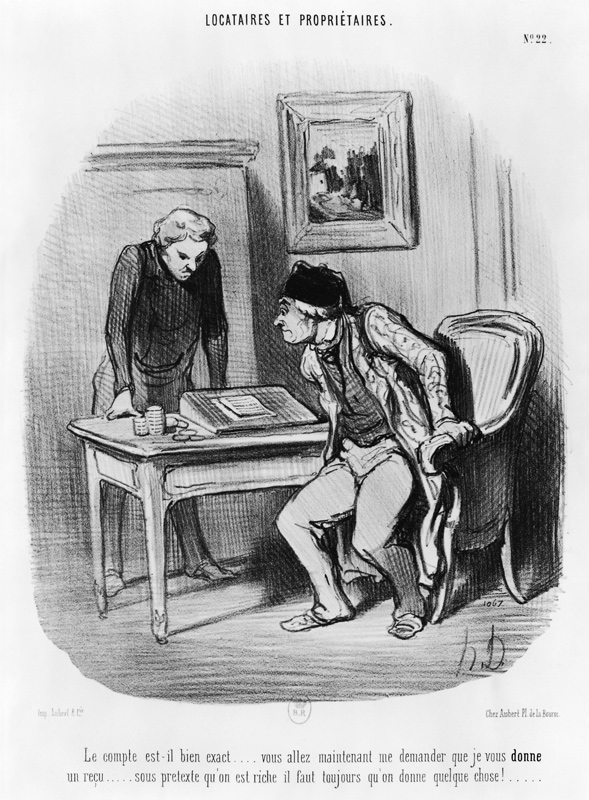 Is it the right amount?'', plate 22 from the series ''Tenants and owners'', from Honoré Daumier
