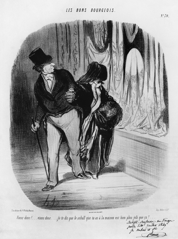 Series ''Les Bons Bourgeois'', Come along, I am telling you the scarf you have at home is much more  from Honoré Daumier