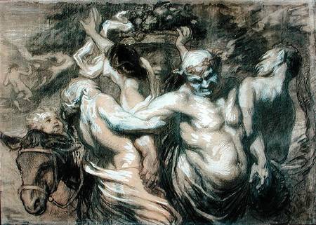 The Drunken Silenus (charcoal & bodycolour on paper) from Honoré Daumier