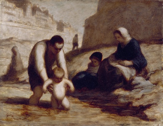 The First Bath from Honoré Daumier