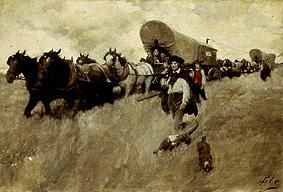 American settler on the way to the west from Howard Pyle