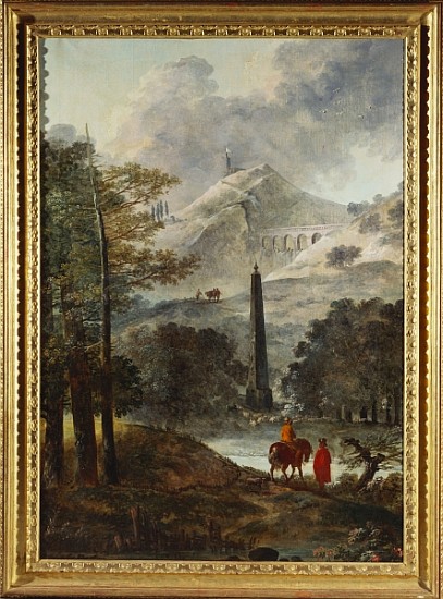 A Mountainous Landscape with an Obelisk from Hubert Robert