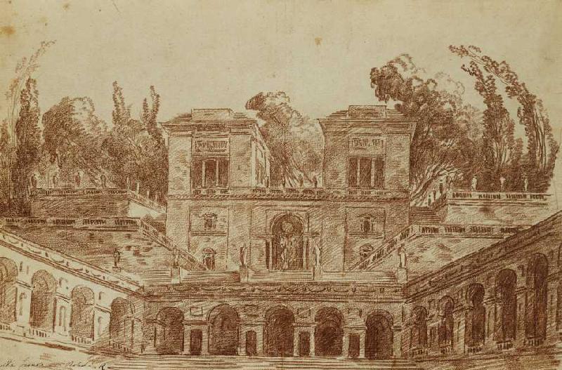 Die Villa Farnese, Rom. from Hubert Robert