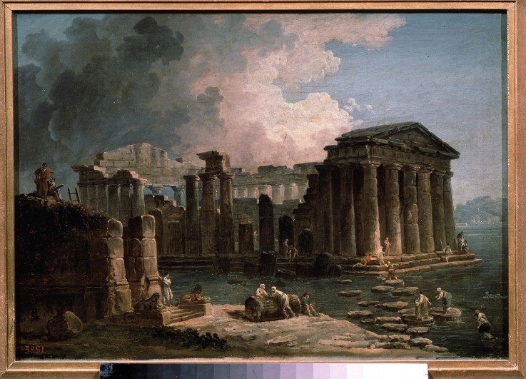 A Temple surrounded by Water from Hubert Robert