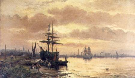 Fisherfolk on the Shore of an Estuary at Sunset from Hubert Thornley