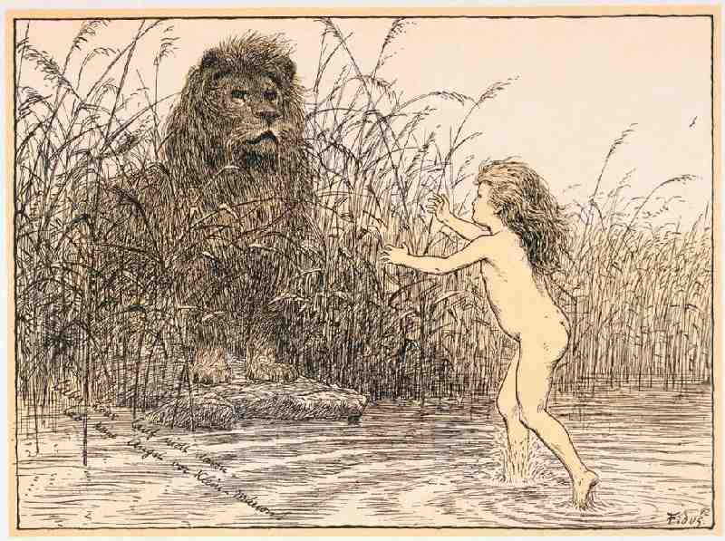 Dear Lion don’t run away, don’t be afraid of little Marion from Hugo Hoppener Fidus