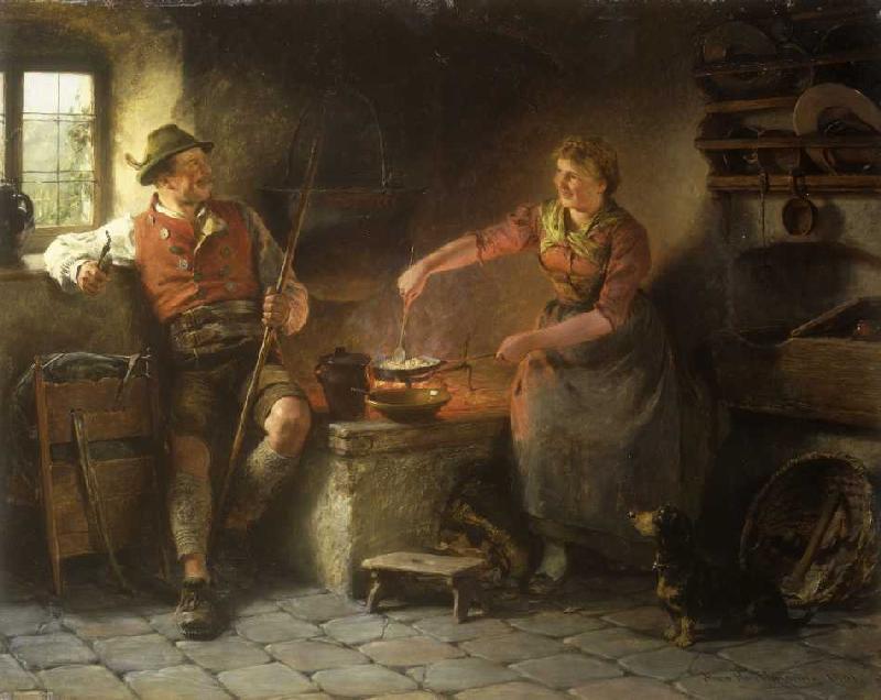 Small chat in the kitchen from Hugo Wilhelm Kauffmann