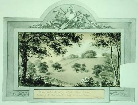 'Before' view of the grounds, from the Red Book for Antony House from Humphry Repton