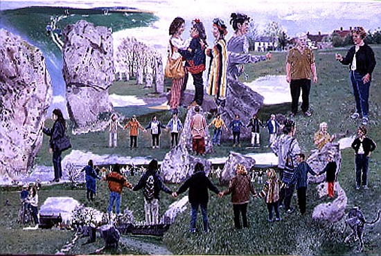 Avebury People, 1998 (oil on canvas)  from Huw S.  Parsons