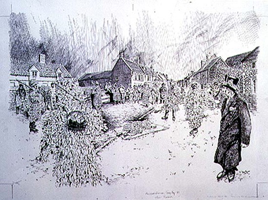 Boxing Day Mummers, Marshfield, 1998 (pen and ink on paper) (see also 107624)  from Huw S.  Parsons