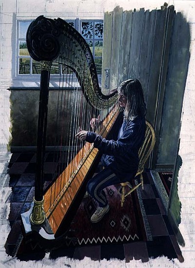 Sian James, Harpist, 1994 (oil on board)  from Huw S.  Parsons