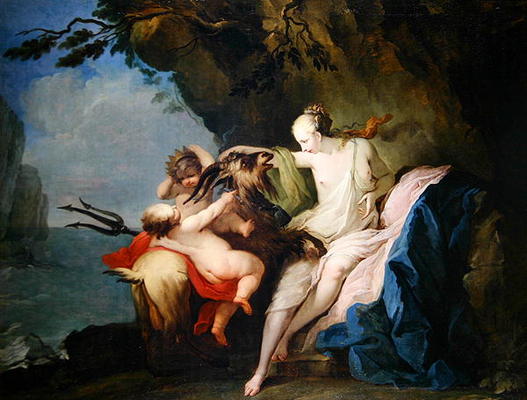 The Nymph Adrastia and the Goat Amalthea with the Infant Zeus (oil on Roman cobblestone canvas) from Ignaz Stern