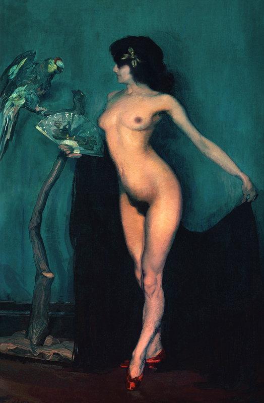 Nude Woman and Parrot from Ignazio Zuloaga