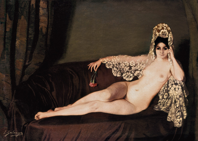 Nude with Carnation from Ignazio Zuloaga
