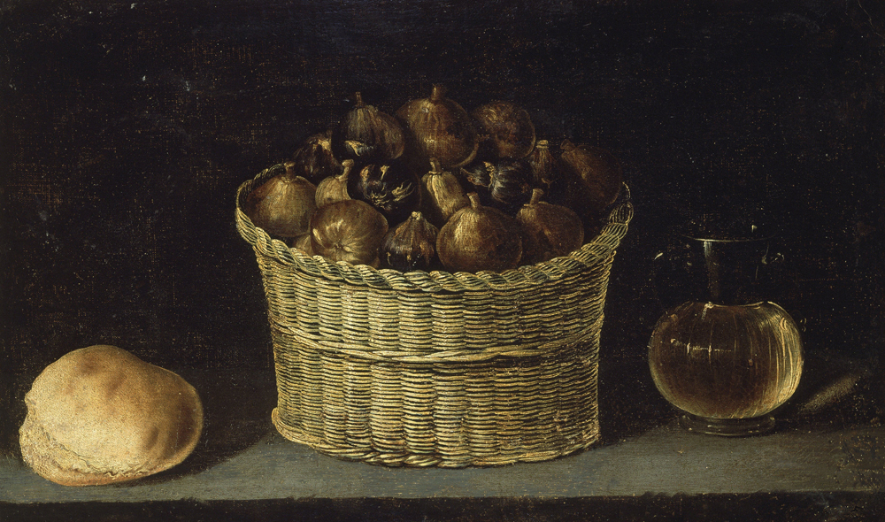 Wicker Basket with Figs, Bread and Pitcher with Honey from Ignazio Zuloaga