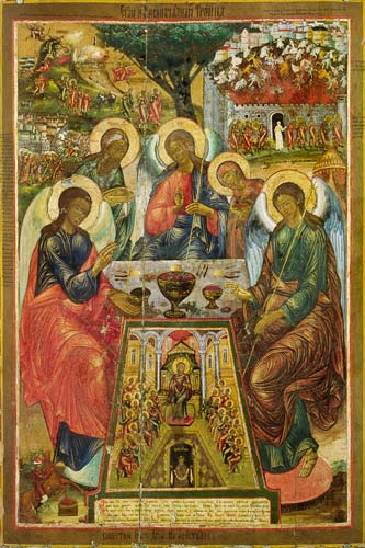 Alttestamentliche Trinity and appearance of the St. spirit in front of the apostles from Ikone (russisch)