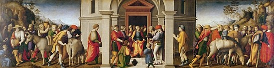 Joseph receives his Brothers, c. 1515 from Il Bacchiacca Francesco Ubertini