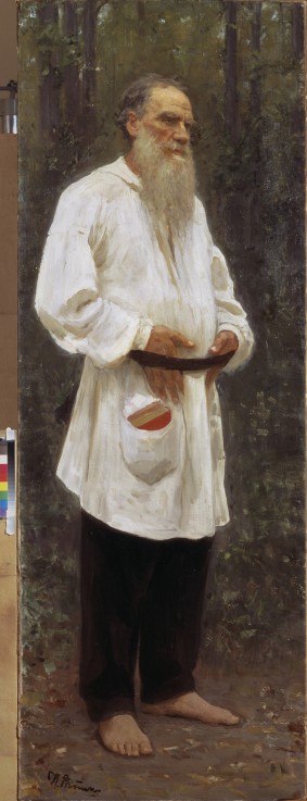 The author Leo Tolstoy barefooted from Ilja Efimowitsch Repin