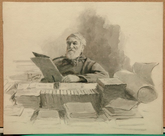 Portrait of the author Dmitry Grigorovich (1822-1899) from Ilja Efimowitsch Repin