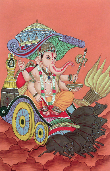 Ganesh, the Elephant God (gouache on paper)  from Indian School