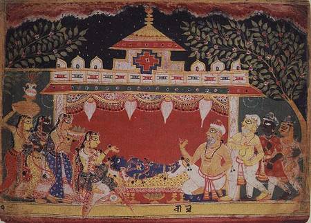 Adoration of the infant Krishna from a dispersed 'Bhagavita Purana', Mewar, Rajasthan, 1550 from Indian School