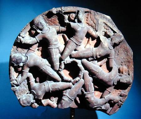Ceiling roundel with eight inter-linked armed warriors, South Rajasthan from Indian School