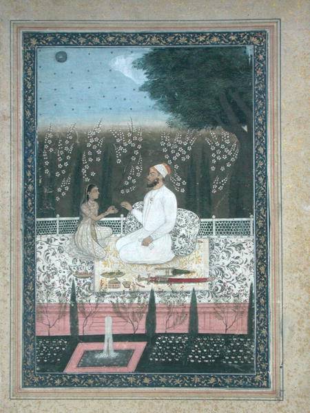 Couple on a Terrace in a Garden from Indian School