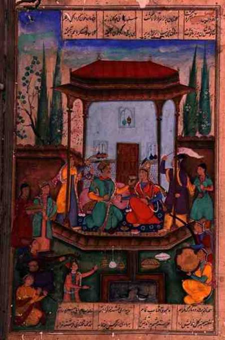 Iskandar Enthroned, folio 88a, from 'The Mirror of Alexander', written by Amir Khusrau Dihlavi (1253 from Indian School