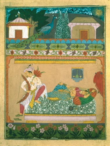 Lovers at Daybreak, illustration of the musical mode 'Raga Vibhasa', Northern Deccan or Southern Raj from Indian School