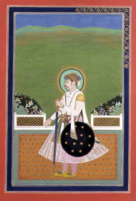 A Prince standing on a Terrace, Indian Mughal from Indian School