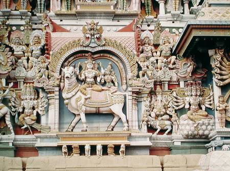 Relief depicting Shiva and Parvati riding on Nandi from Indian School