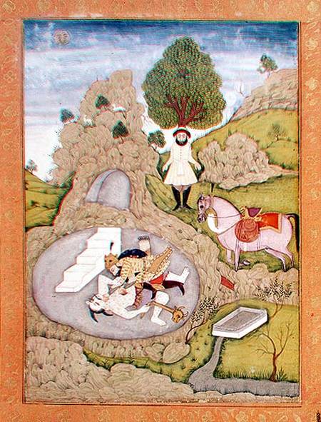 Rustam killing the White Demon, from the 'Shahnama' (Book of Kings), by Abu'l-Qasim Manur Firdawsi ( from Indian School