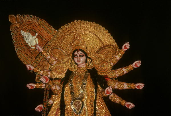 Statue of goddess Durga at Durja Pooja festival (mixed media)  from Indian School