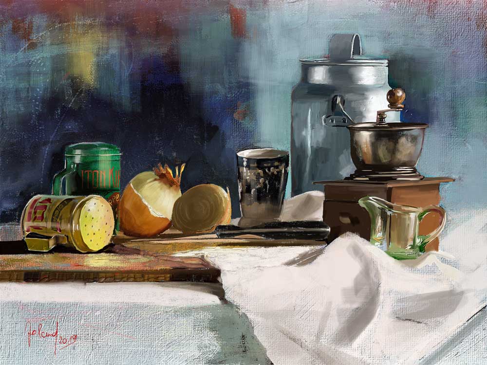 Still life with a milk can and a coffee grinder from Georg Ireland