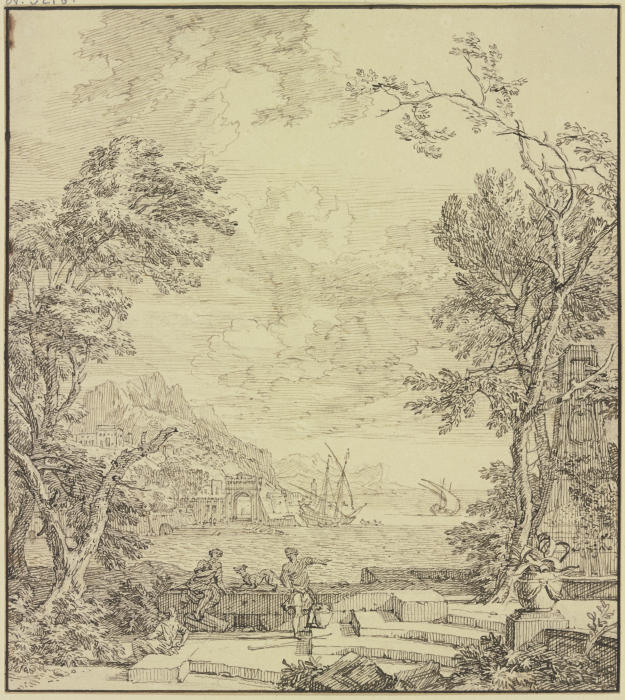 Terrasse am Meer, rechts ein Brunnen from Isaac de Moucheron