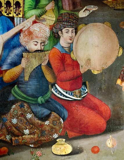 Detail of the musicians, from The Reception for the Ambassador of the Grand Moghul at the Court of t from Islamic School