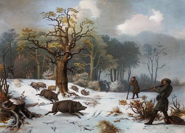 Wintry wild boar hunting. from István Nagy