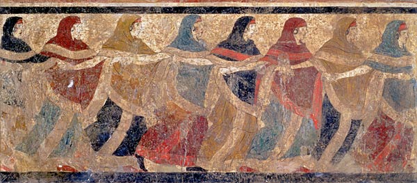 Women performing the funerary ceremonial chain dance, from Ruvo from Italian pictural school