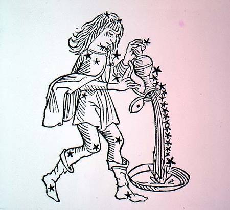 Aquarius (the Water Carrier) an illustration from the 'Poeticon Astronomicon' by C.J. Hyginus, Venic from Italian pictural school