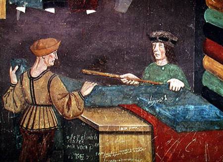 A Cloth Merchant Measuring Cloth from Italian pictural school