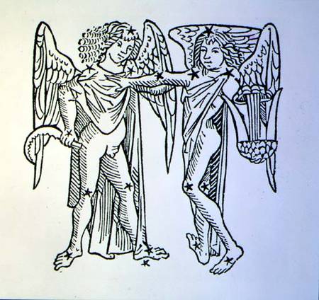 Gemini (the Twins) an illustration from the 'Poeticon Astronomicon' by C.J. Hyginus, Venice from Italian pictural school