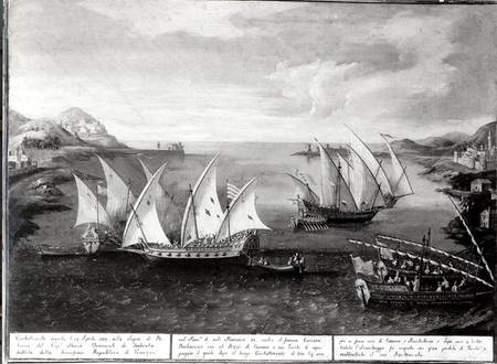 Incident off Patras between the Venetian Captain Ivanovich da Dabrota and the Turkish Pirate Barbaro from Italian pictural school