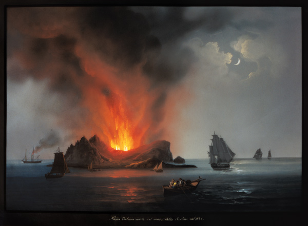 New Volcano Erupting from the Sea around Sicily in 1831 from Italian pictural school